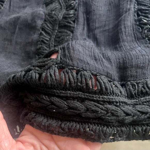 IT GIRL Vintage Bohemian Black Lace Crochet Blouse Bat Wing Sleeve Top S - Picture 6 of 14